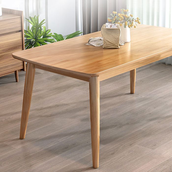 Rectangular Modern Solid Wood Dining Table Natural Finish Dining Furniture with Four-leg