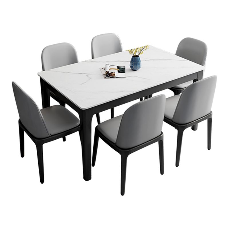 Contemporary Dining Set with Sintered Stone Dining Table and Cushion Chairs