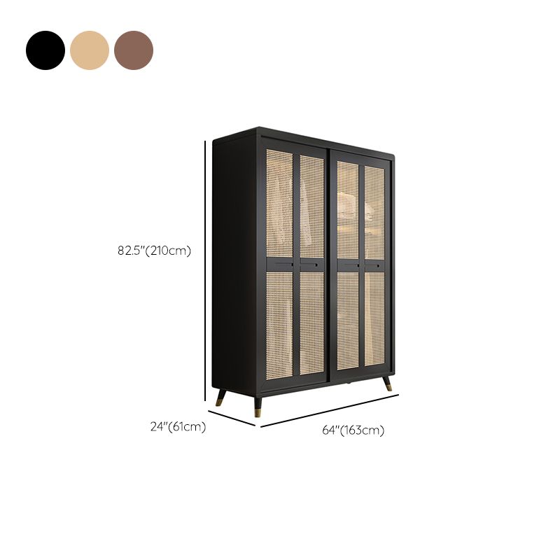 Rubberwood Wardrobe Cabinet Contemporary Wardrobe Armoire with Shelves