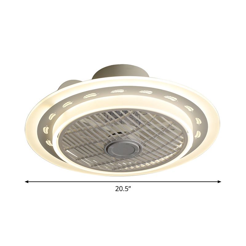 Modernistische cirkel ventilatorlamp Acryl 20,5 "W LED Slaapkamer Semi Flush Mount Light armatuur in grijs