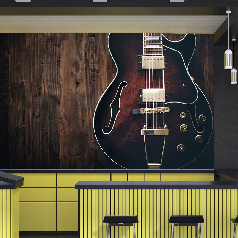 Guitar Water Resistant Mural Modern Washable Living Room Wall Art, Custom Print