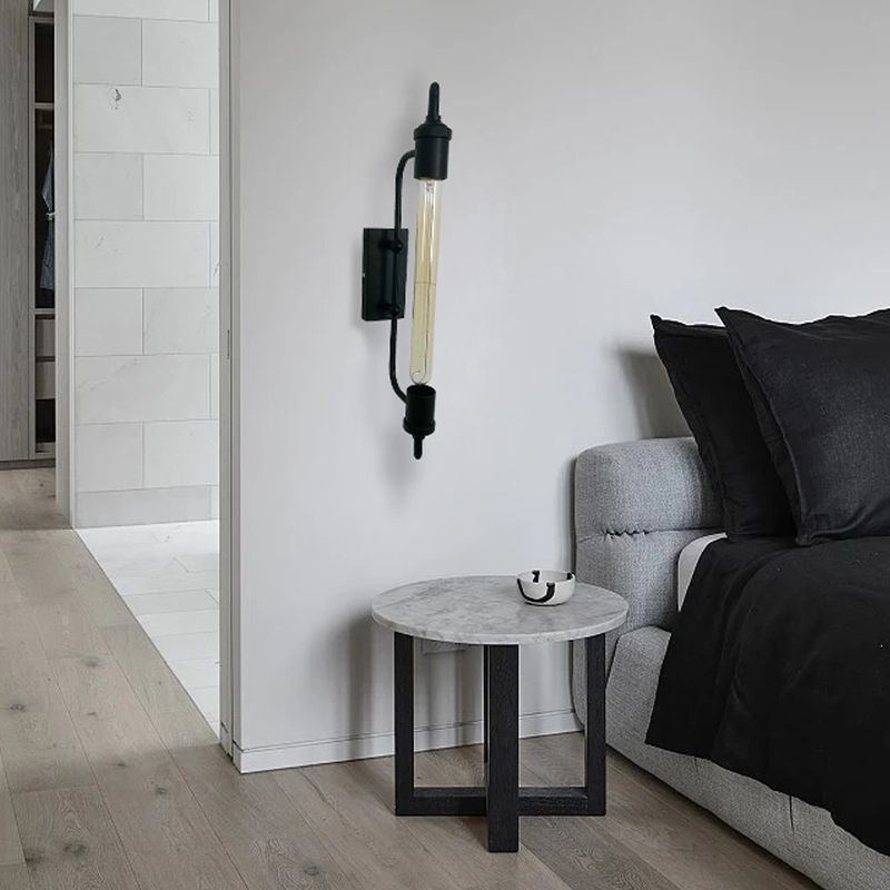 Black Wall Sconce Linear Shape Wall Light with Metal Shade for Bedroom