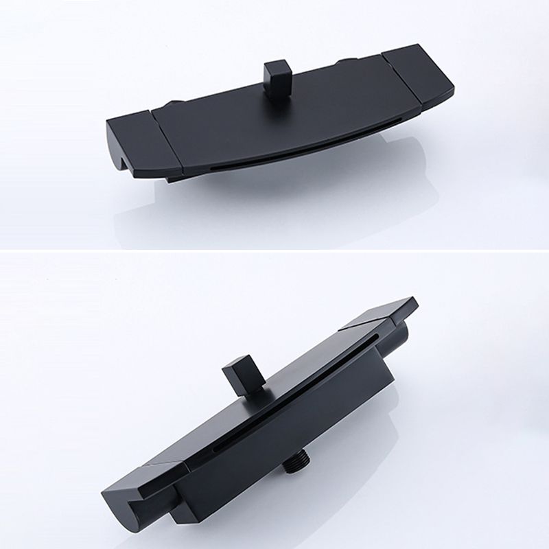 Modern Wall Mounted Copper Tub Filler Low Arc Waterfall Tub Faucet Trim
