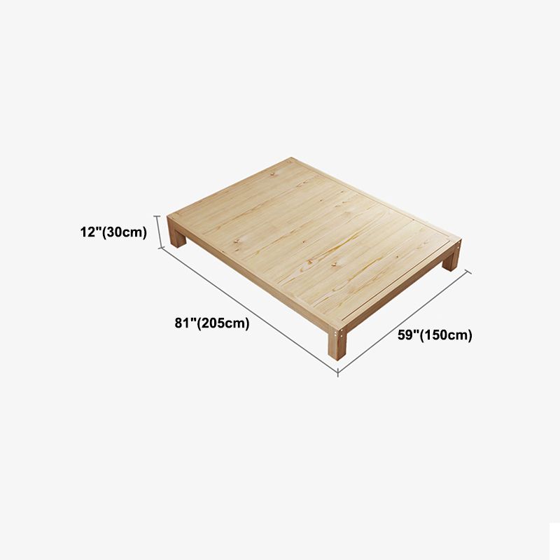 Scandinavian Wood Panel Bed Natural Standard Bed, 39"/53"/59"/71" Bed Frame