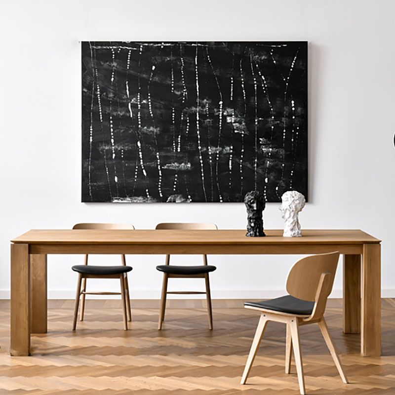 Modern Pine Wood Table for Restaurant Rectangle Dining Table with 4 Legs in Brown