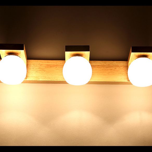 Bola de vidrio tocador de tocador apliques nórdico lámpara de tocador de madera para baño