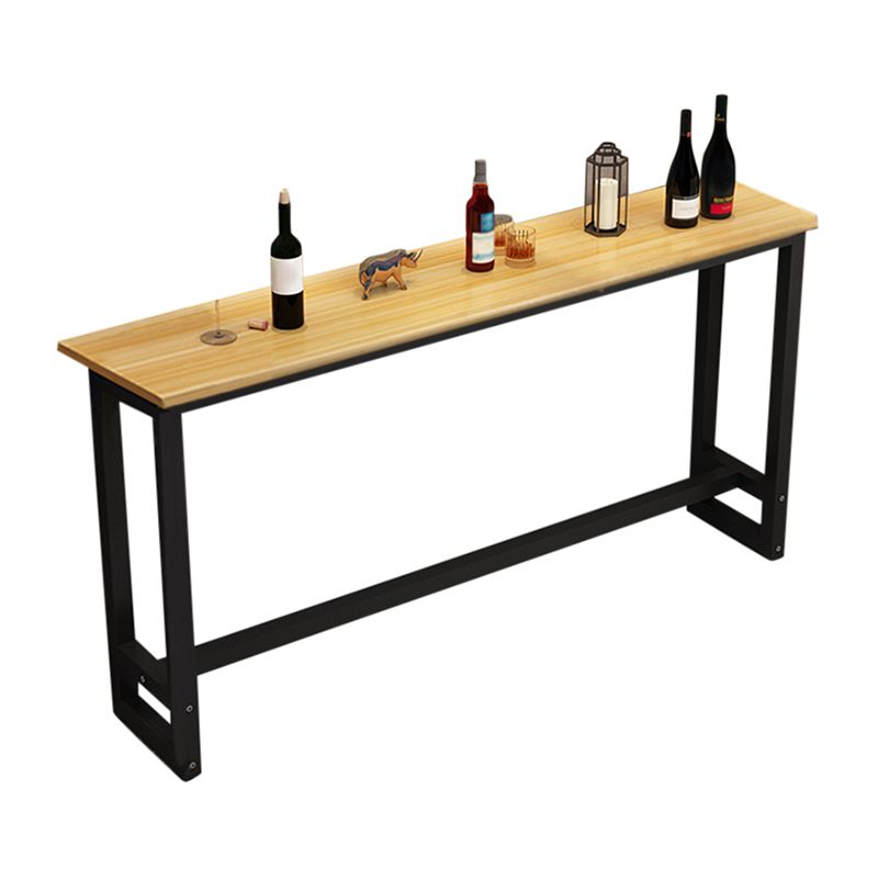Indoor Modern Rectangle Trestle Bar Dining Table in Metal and Wood