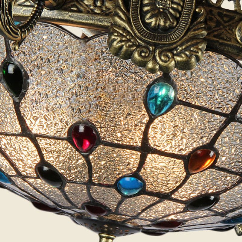 Antique Bronze 3/6/11 Lights Chandelier Lighting Fixture Mediterranean Cut Glass Jeweled Ceiling Lamp