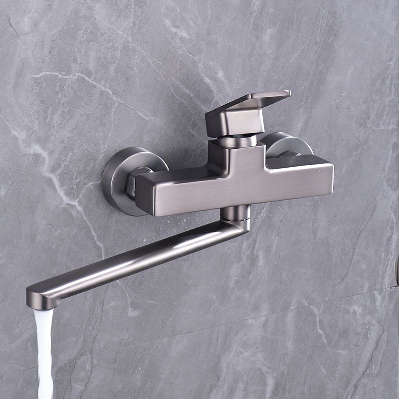 Contemporary Single Handle Kitchen Faucet Double Holds Bar Faucet in Gray