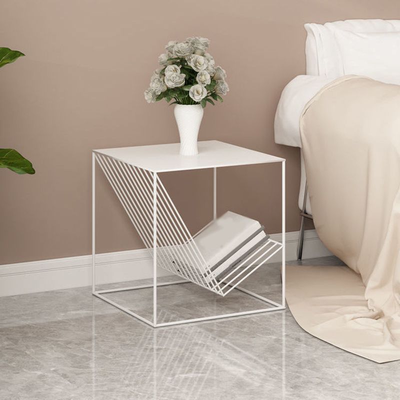 19.6" Tall Square Side Table Frame Ironcraft End Table with Magazine Holder