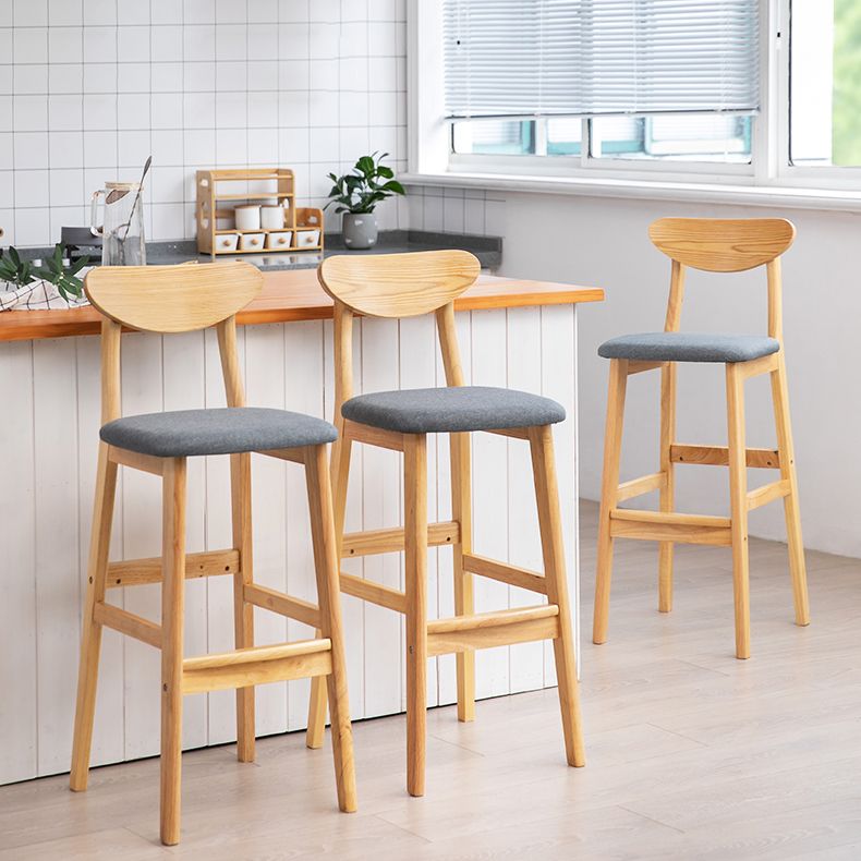 Scandinavian Footrest Solid Wood Bar Stool Low Back Home Stool