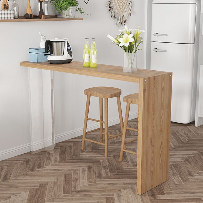 1/4 Pieces Modern Rectangular Pub Table Set Wooden Counter Table with Backless Stools