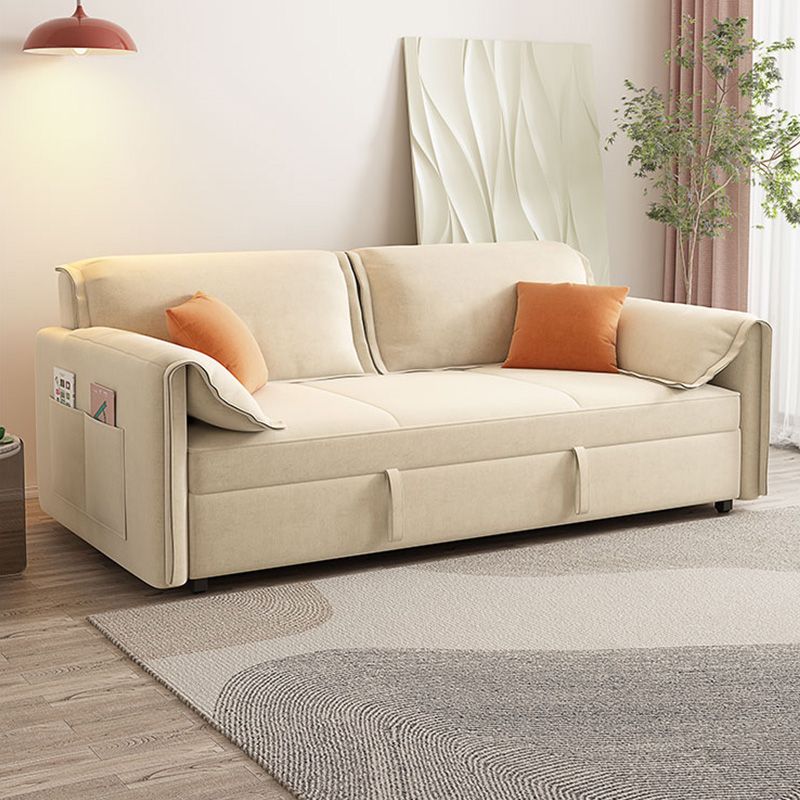 Glam Upholstered Futon Chair Pillow Top Arms Futon Sleeper Sofa