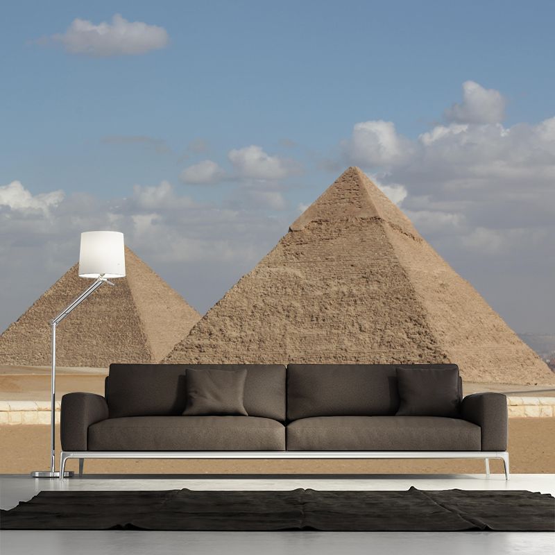 Egypt Giza Pyramid Group Mural Contemporary Mildew Resistant Hallway Wall Decor