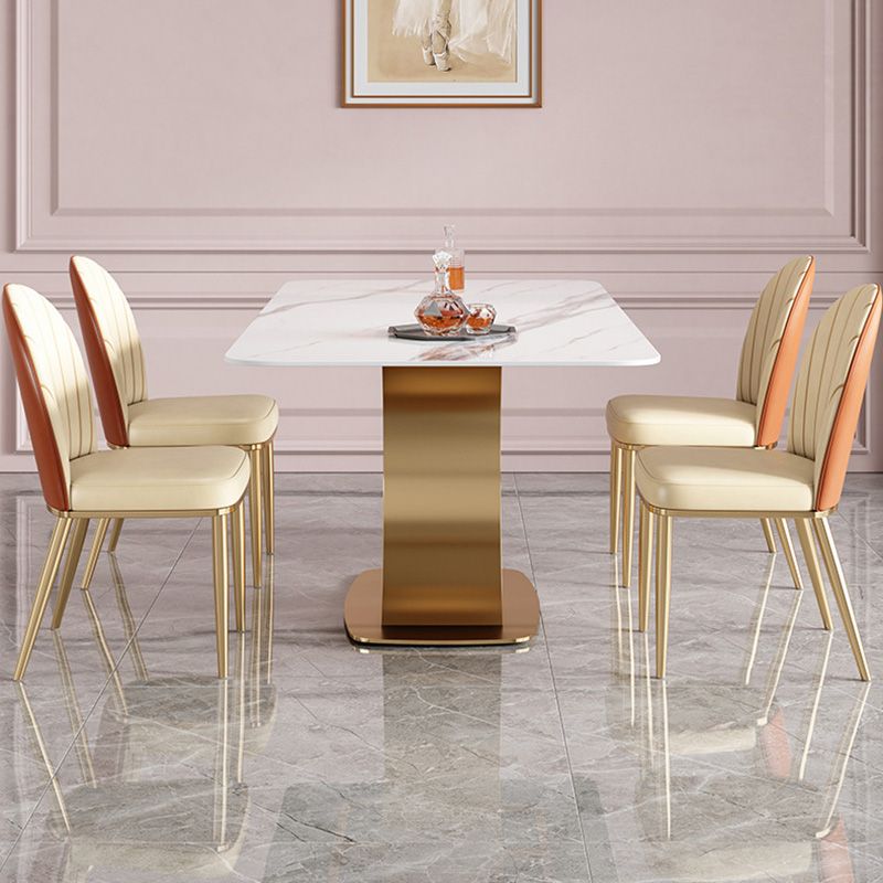 Nordic Sintered Stone Top Dining Set Rectangle 1/3/4/5/7 Pieces Dinette Table Set