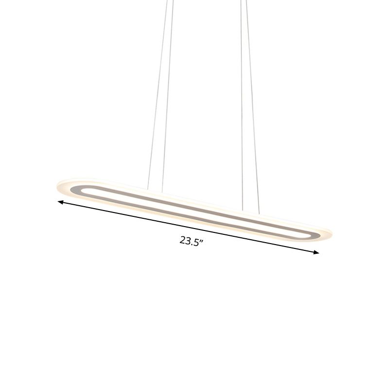 Kit de lámpara de colgante acrílico de techo ovalado blanco con luz acrílica LED en luz cálida/blanca/natural, 16 "/23.5" /31.5 "de ancho