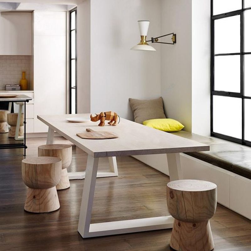 Mesa de comedor rectangular de estilo lujoso, mesa fija de madera maciza para restaurante