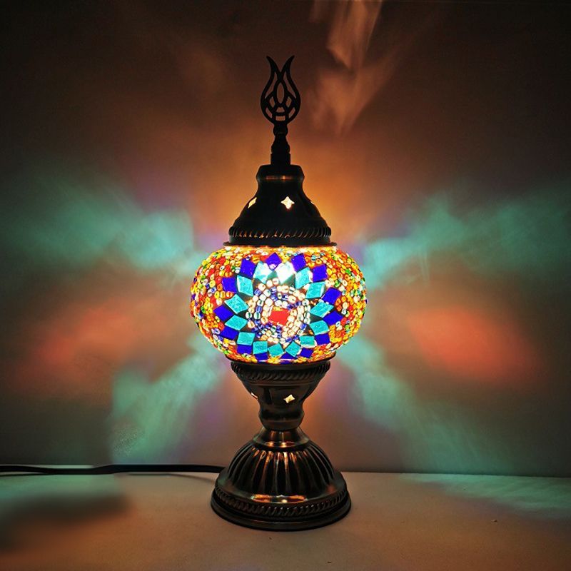 Vintage Moroccan Desk Lamp Turkish Style Glass Table Lamp Fixture for Bedroom