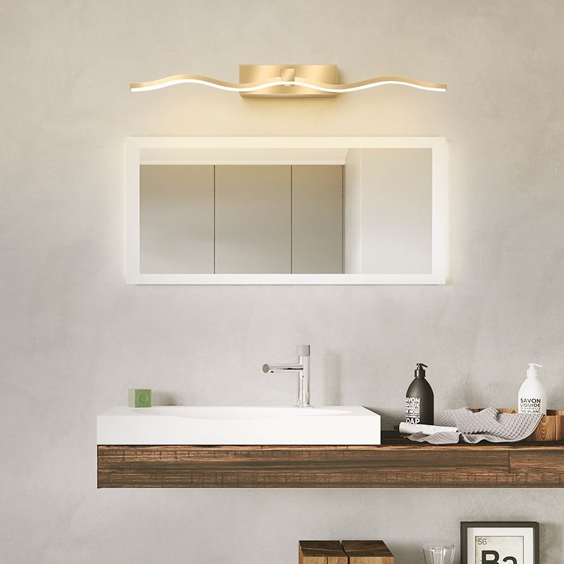Lámpara moderna de lámpara de espejo simple lámpara de espejo de maquillaje ondulado led para baño de baño