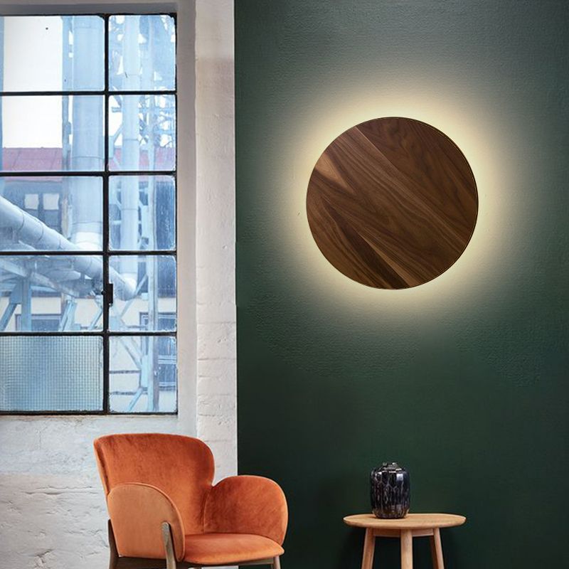 Stile minimalista Nordico Round Disc Sconce Lampada in legno 1 Prononi leggeri