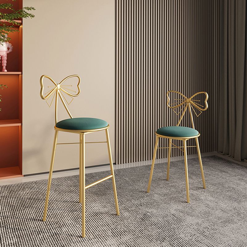 Glam Armless Backrest Counter Stool Iron Cashier Bar Stool with Cushion and Pedal