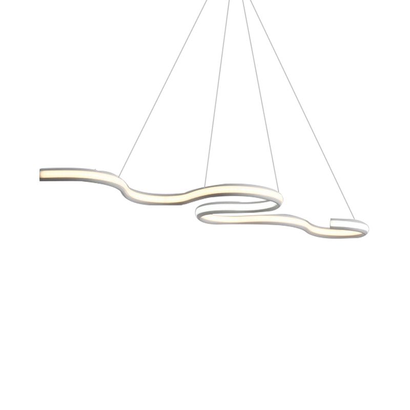 Einfacher LED -Deckenlicht mit Acrylschatten weißer Twist -Kronleuchter -Anhänger in warmem/Weiß/Naturlicht