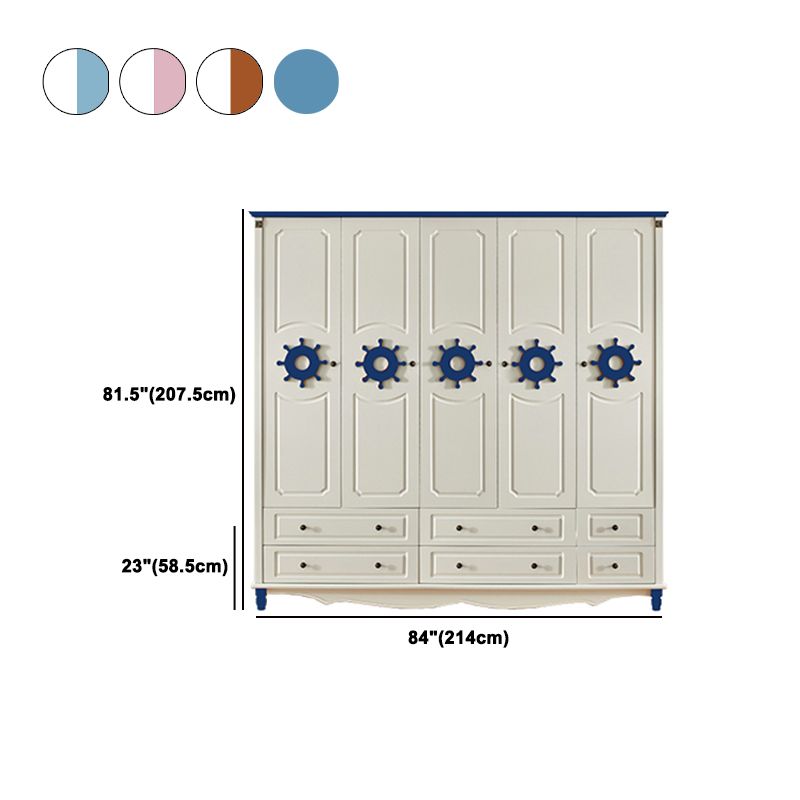 Coastal Wardrobe with Hinged Door Manufactured Wood Matte Finish Cabinet