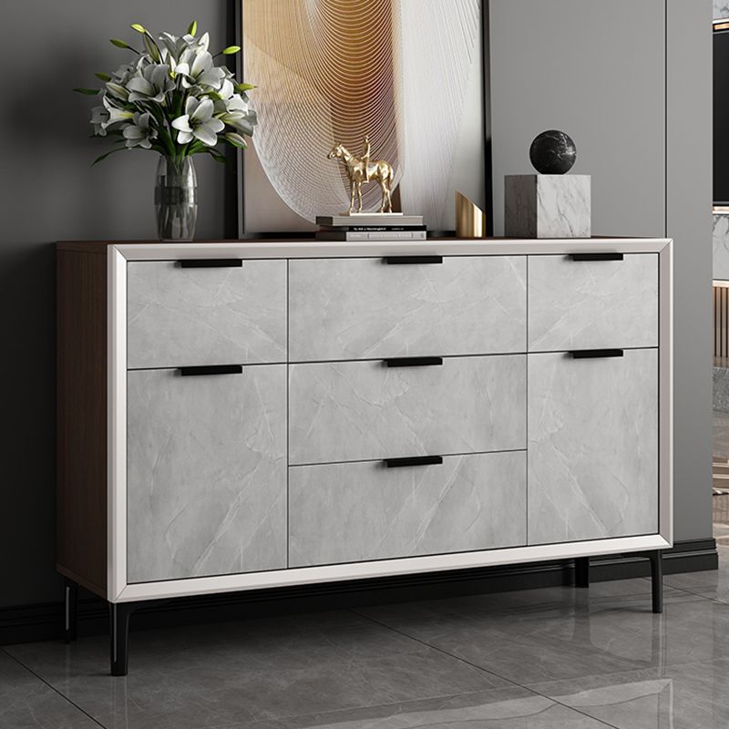 33.46"Tall Grey Accent Chest, Wooden Rectangle Cabinet with Drawers