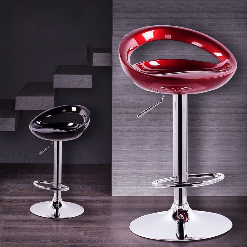 Contemporary Metal Barstool Low Back Plastic Furniture with Chrome Base