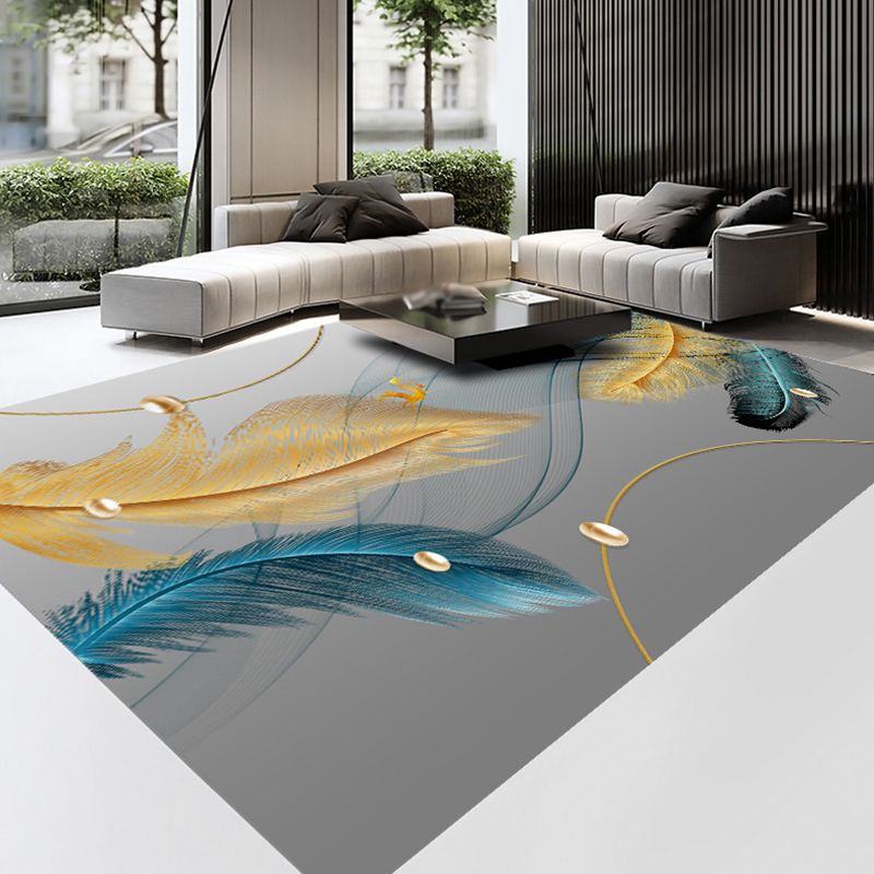 Gold Feather Carpet Polyester Gorgeous Carpet Non-Slip Backing Carpet for Home Decor