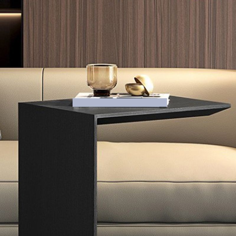 Contemporary Wood End Table Rectangular C-shape Sofa Side Accent Table