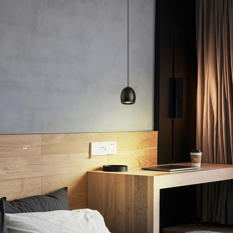 Pendentif intérieur minimaliste, éclairage pendentif en métal à LED noir à 1 lumière pour chambre à coucher