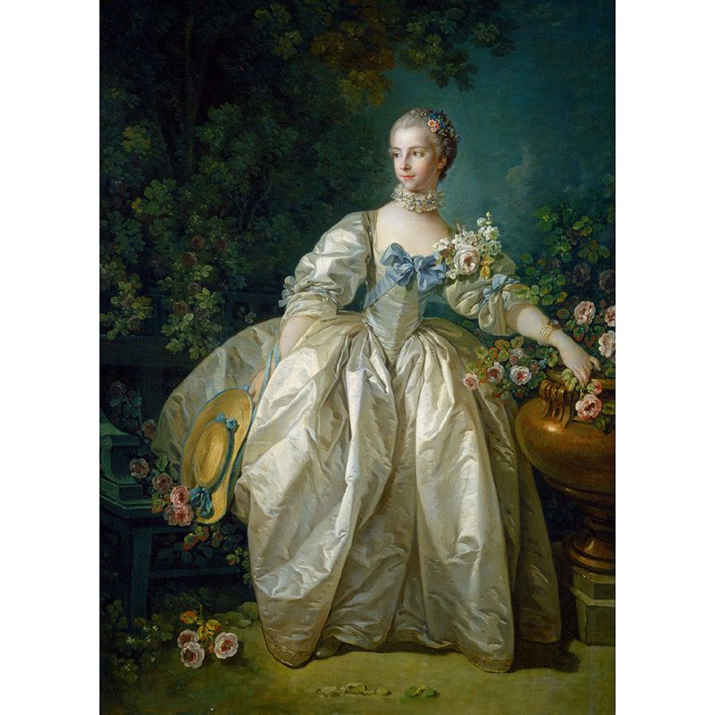 Madame Bergeret Portrait Wall Mural Victoria Non-Woven Wall Covering in White-Green