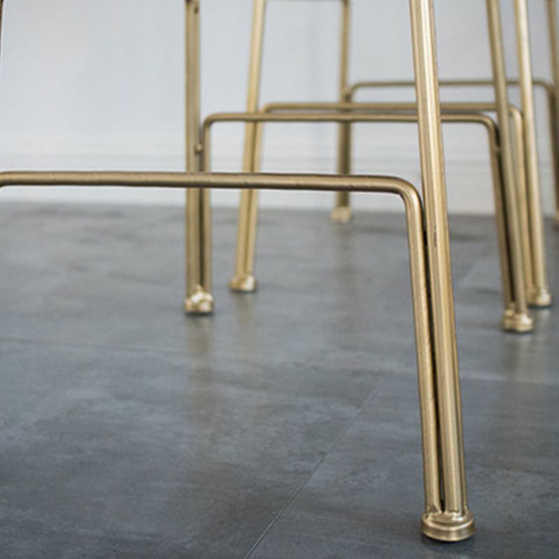 Glam Metal Stool Upholstered Counter Stool in Matte Finish for Indoor