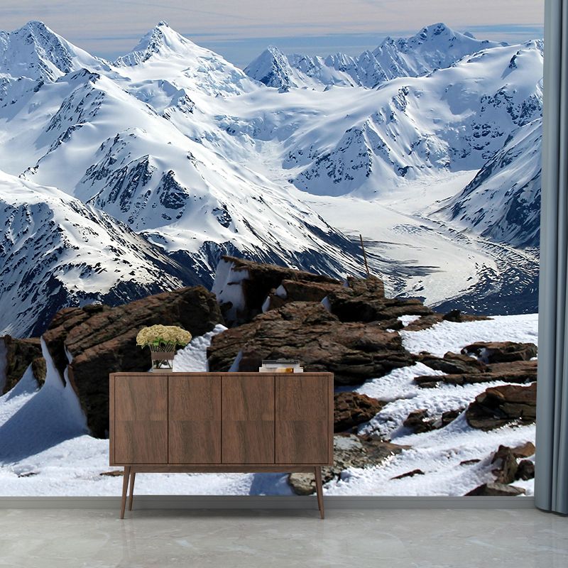 Snow Scene Style Mountain Wall Mural Wallpaper Photography Mildew Resistant Wall Covering