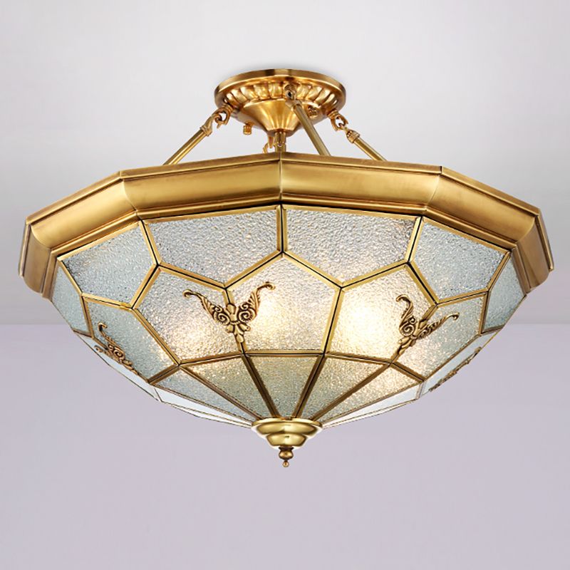 PRISM SOUNGE SEMI-FLUSH MONTRO CHIEDE COLONIALE BASSEGGIO 4/6 Bulbi lampada a soffitto in ottone, 19,5 "/25,5" W