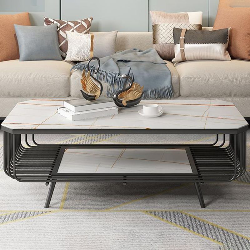 Glam Slate Coffee Table Rectangle Coffee or End Table with Shelf
