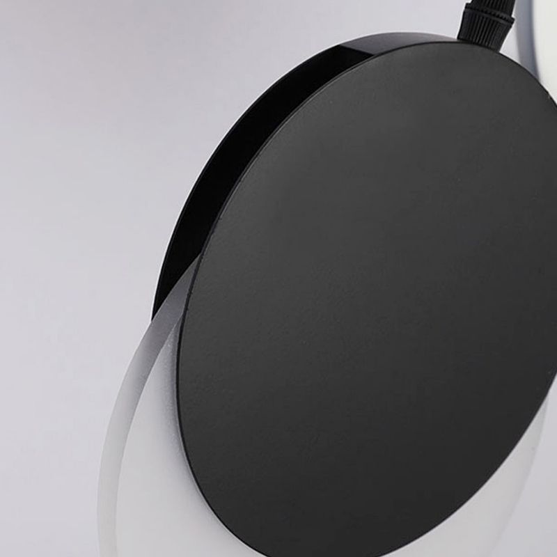 Contemporary Wall Sconce Circle Sconce Lighting in Black for Bedroom