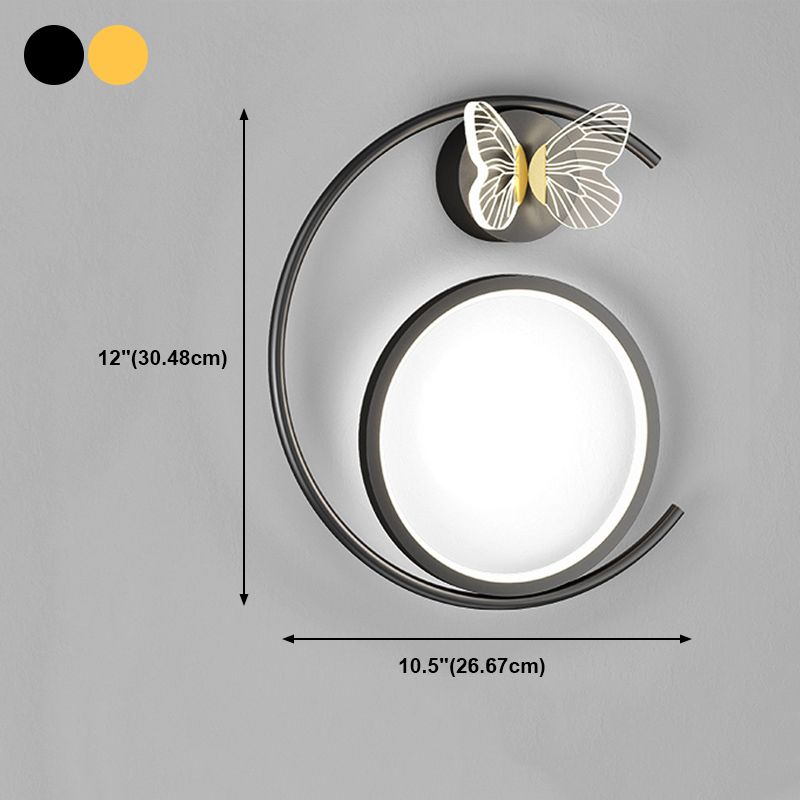 Round Shape Metal Wall Light Modern Style 3 Lights Wall Mount Light