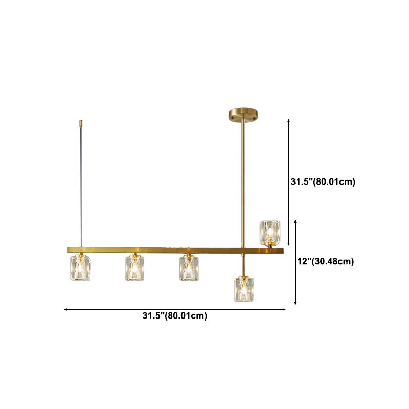 Post-Modern Hanging Light Crystal Island Light Fixture with Shade for Dining Table