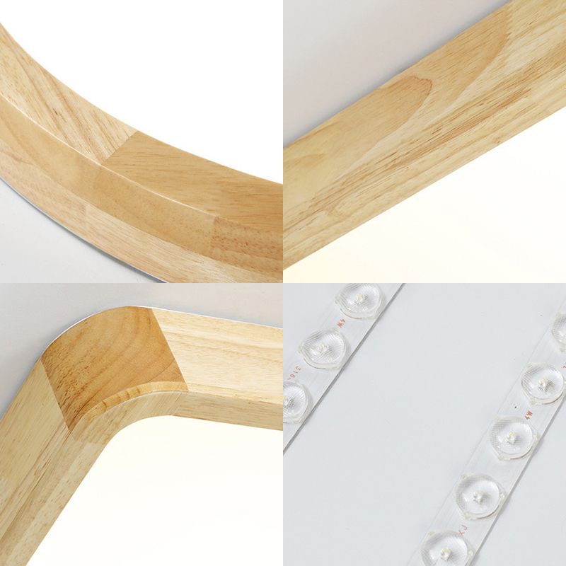 Moderno LED de montaje de luz de montaje de color beige Iluminación de montaje de color beige con sombra de madera