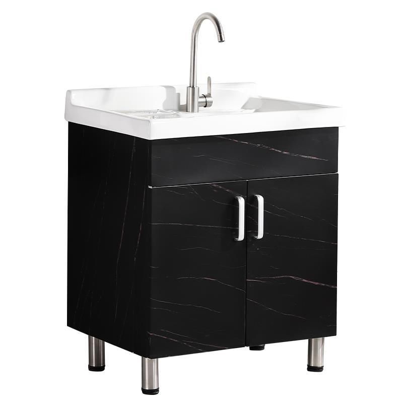 Solid Bath Vanity Set Ceramic Top Freestanding Single Sink Modern Bathroom Vanity