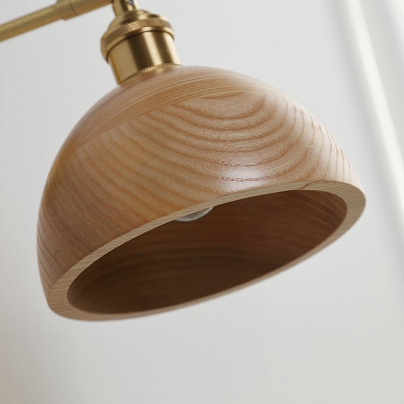 Ciotola in legno l'illuminazione a parete da parete nordica 1 panta murale in ottone con braccio altalena e catena di tiro