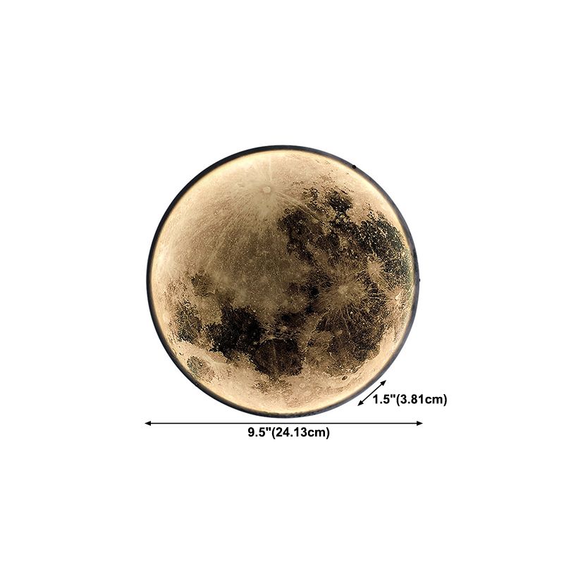 Round Shape Metal Wall Lighting Idea Kids Style 1 Light Wall Light Fixture in Black