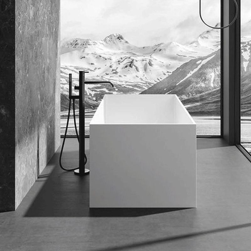Modern Freestanding Bathtub Stone Rectangle White Soaking Bath Tub