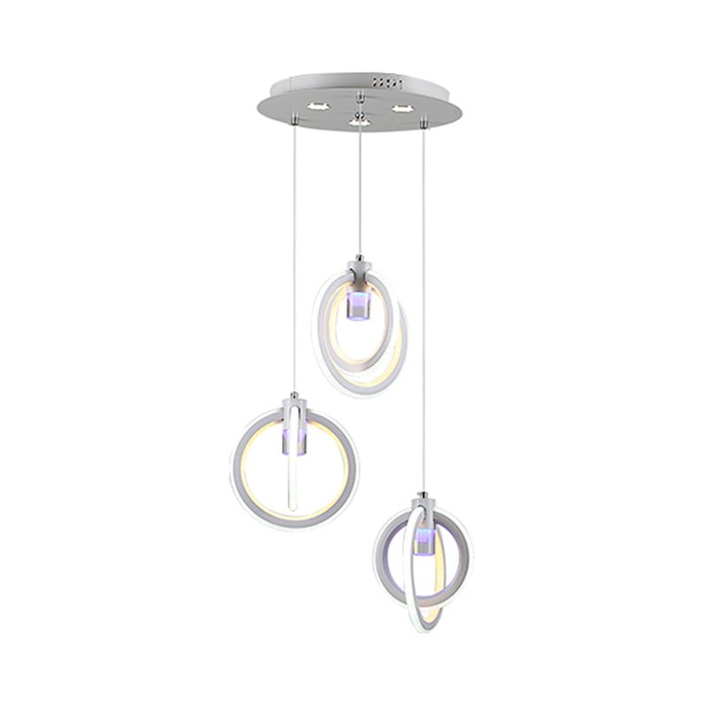 Costilla acrílica de órbita simple Coste de 3 luces Luz de techo colgante para sala de estar para sala de estar