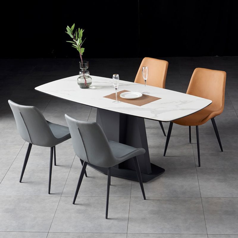 Minimalistische stijl lederen eetkamerstoelen stevige achterstoel stoel voor thuisgebruik