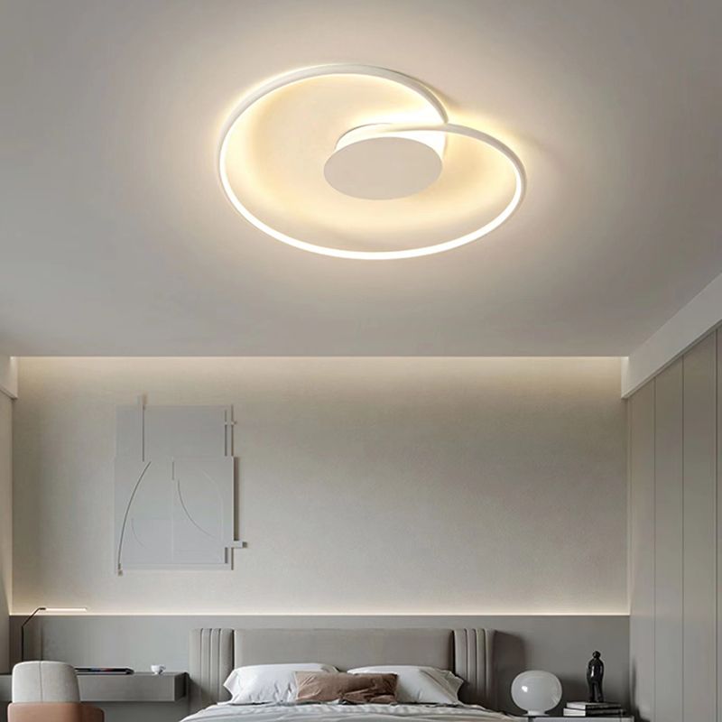 1 - Light LED Linear Flush Mount in White Metal Modern Ceiling Flush