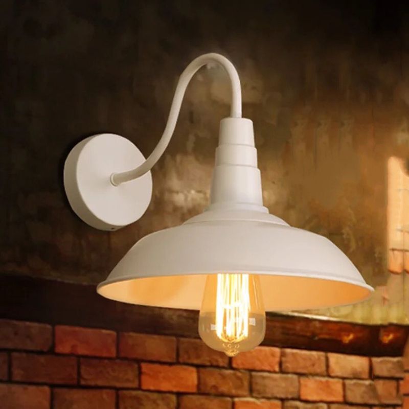 Single-Bulb Wall Light Fixture Vintage Pot Cover Iron Wall Mounted Lamp for Restaurant