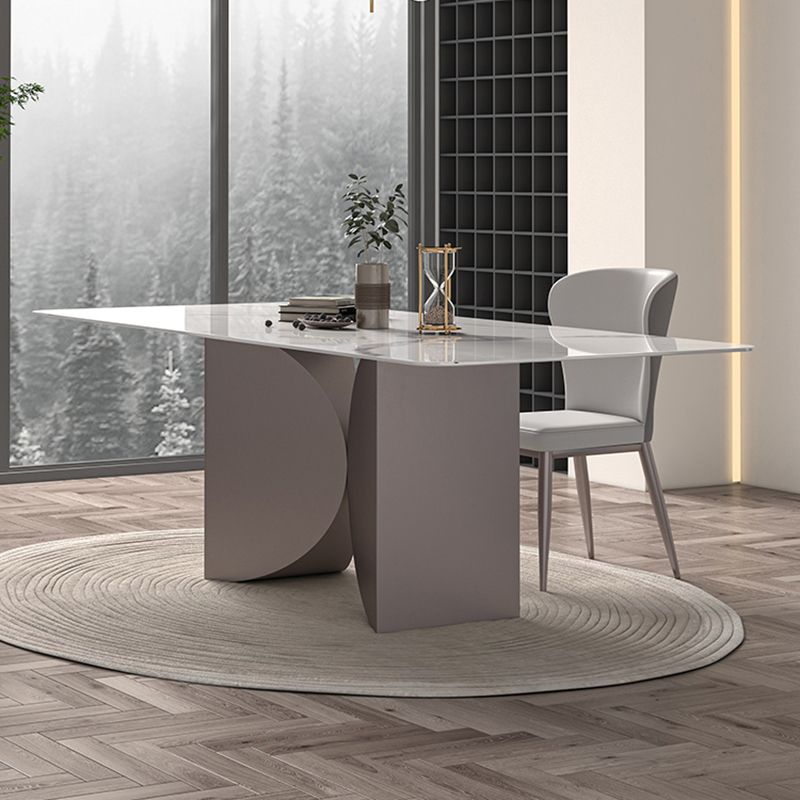 Nordic Glam Rectangle Sintered Stone Dining Table Set 1/2/4/6/7 Pieces Dining Set